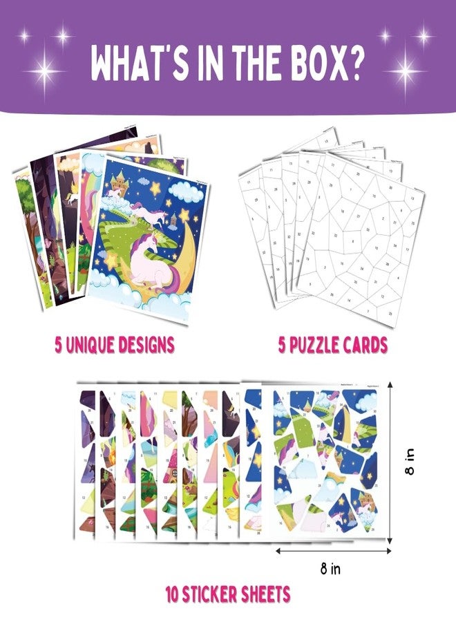PepPlay Unicorn Mosaic Sticker Kit | DIY Craft Activity for Girls Ages 3-7 | 175+ Reusable Stickers | Learn Numbers & Logic | Mess-Free Travel Toy | Birthday Return Gift for Kids - Image 4